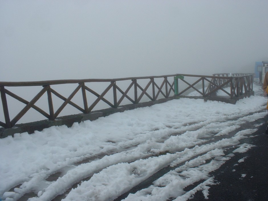 Snow not so frequently, but visibility was limited and our coach had to turn back