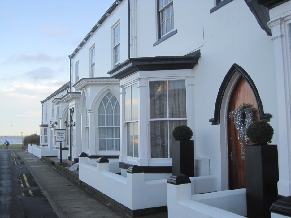 The houses on Seaton Green are still traditionally decorated