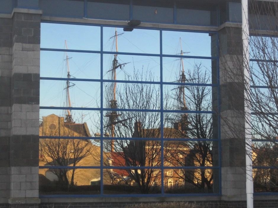 The Museum of Hartlepool, reflected in the Mecca bingo hall