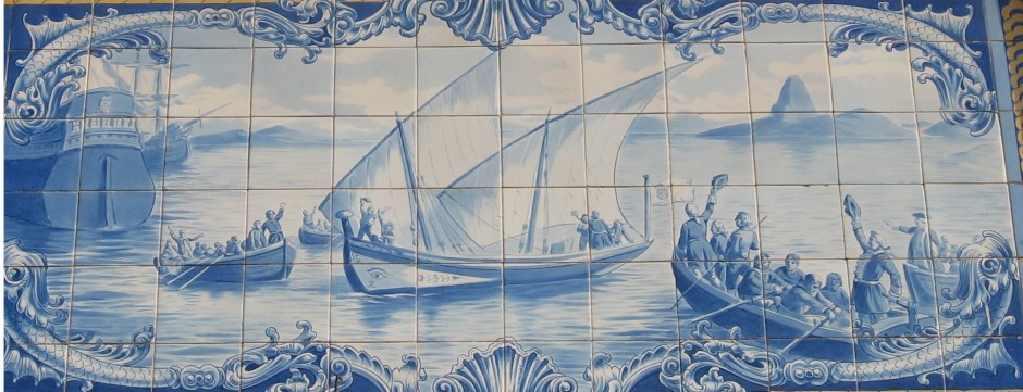 Azulejo tile representation of the sailing to Brazil (from Wikipedia)