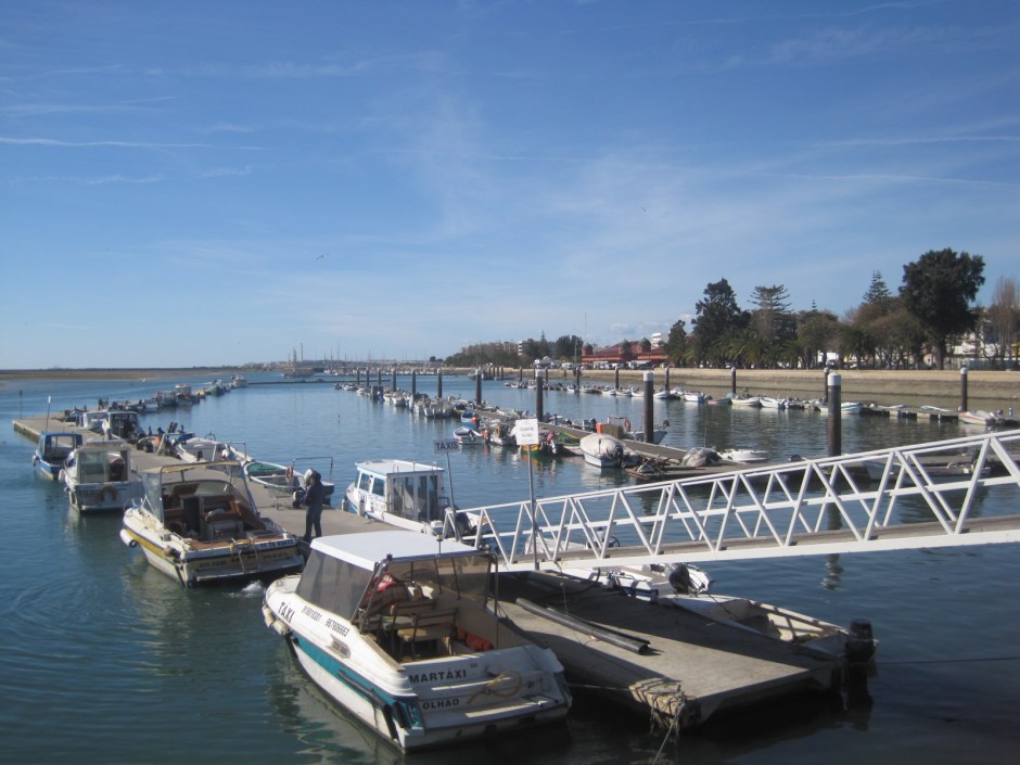 Olhão waterfront with the twin towers of the market halls in the background