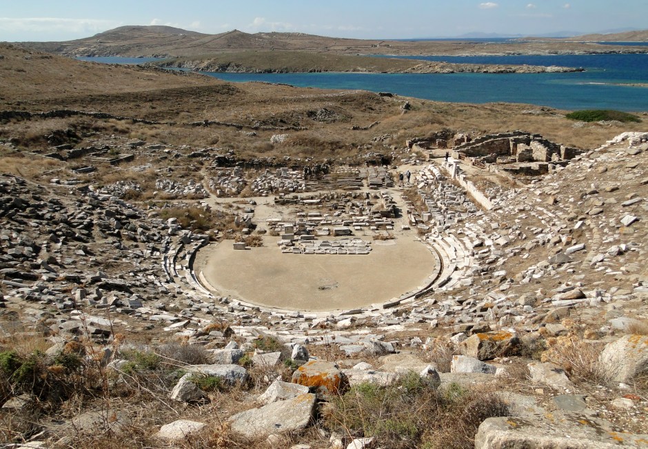 Remnants of the Greek theatre, Delos- courtesy of Wikipedia