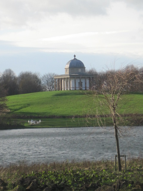 The temple looks on stoically.