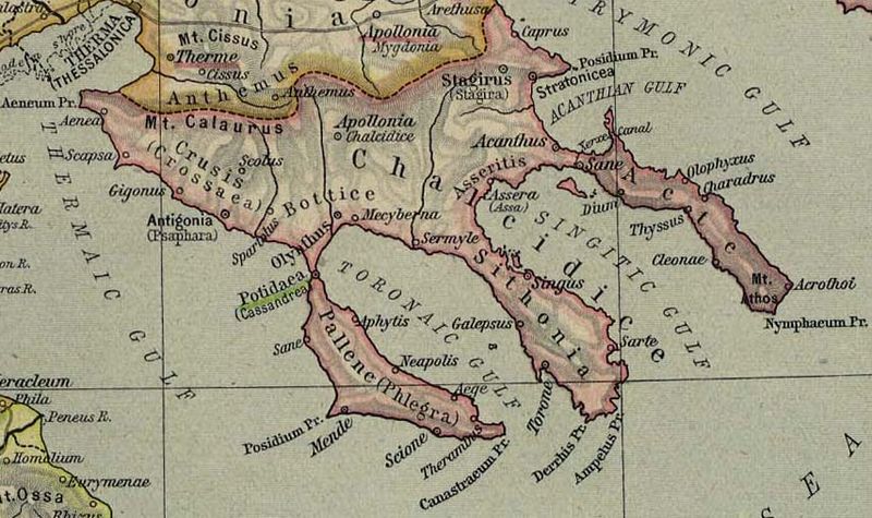 Map of ancient Chalkidiki, from Wikipedia