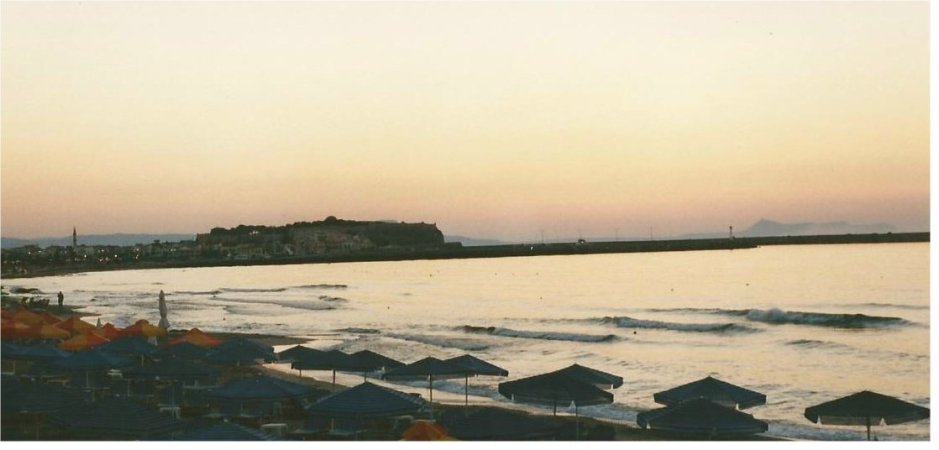 Rethymnon beach at sundown.