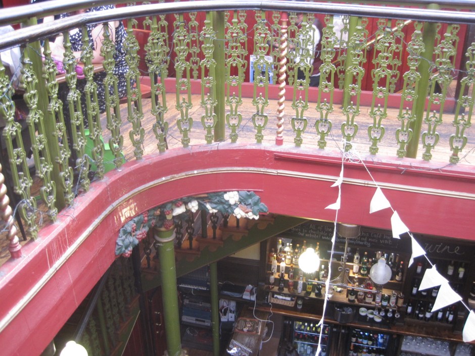 The balcony in the Malt Cross Cafe