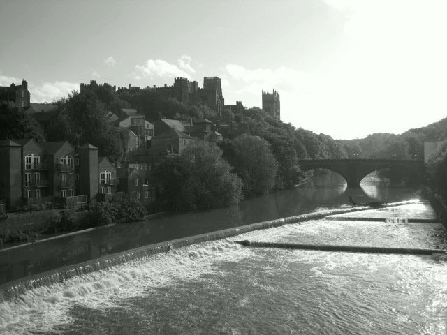 Milburngate Bridge with castle and cathedral above.