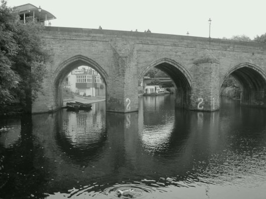 There are always rowing boats tethered by Framwellgate Bridge.