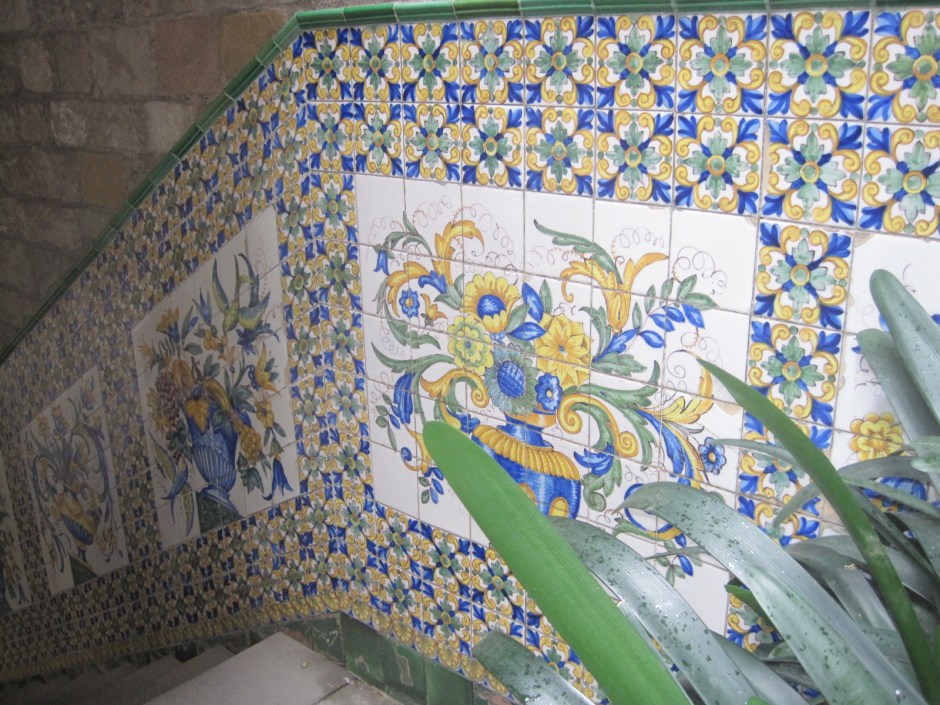 Tiles inside the Casa de l'Arcadia's courtyard