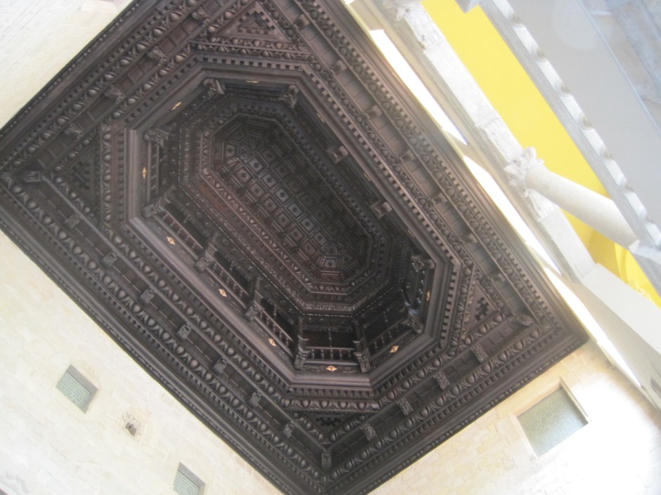 Fabulously constructed tiered wooden medieval ceiling