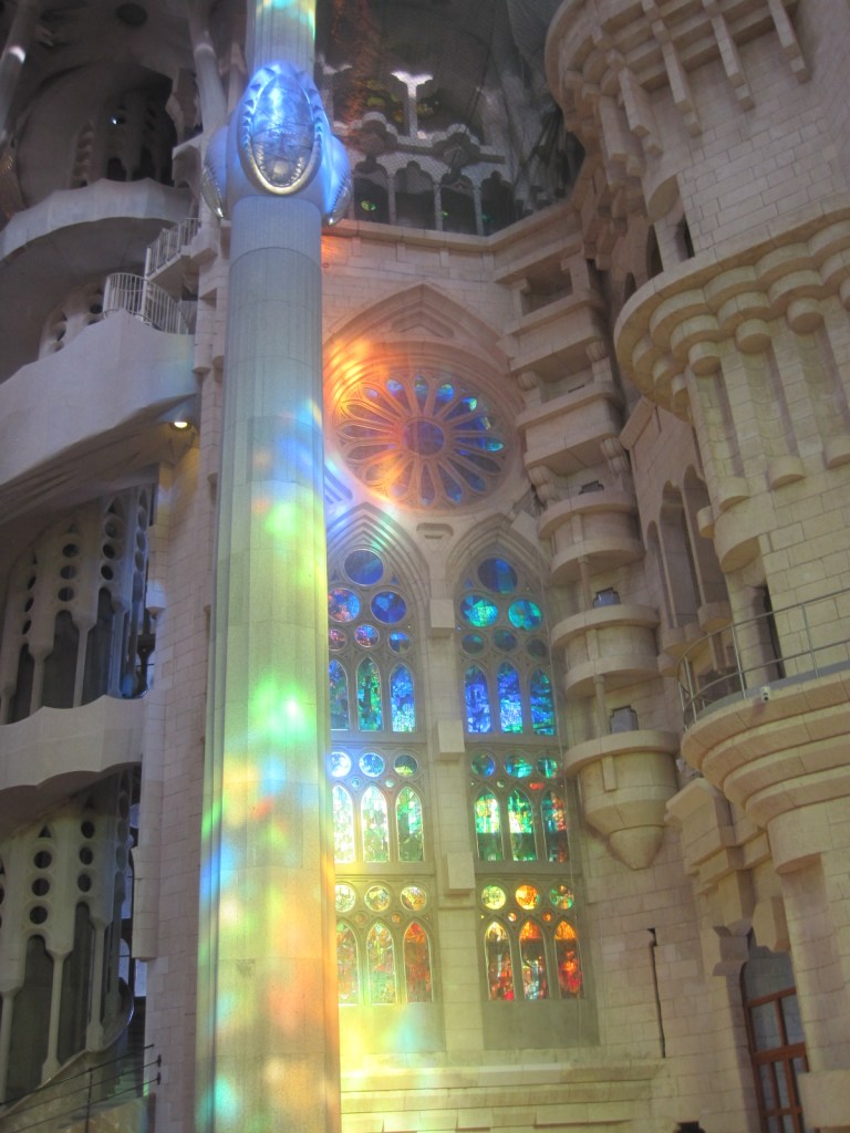 Sunlit stains radiating off the pillars