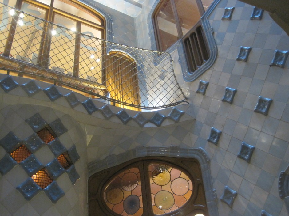 The stairwell at Casa Batllo- a vision in blue