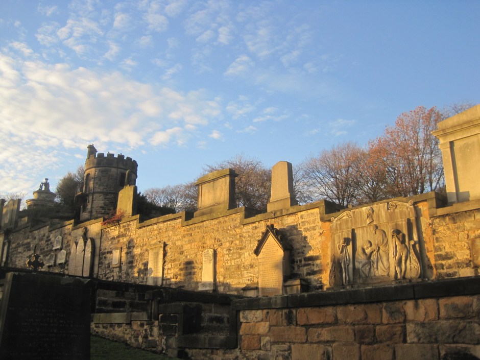 Over on Calton Hill I looked up at sunkissed tombstones