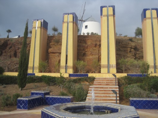 With fountains and a windmill