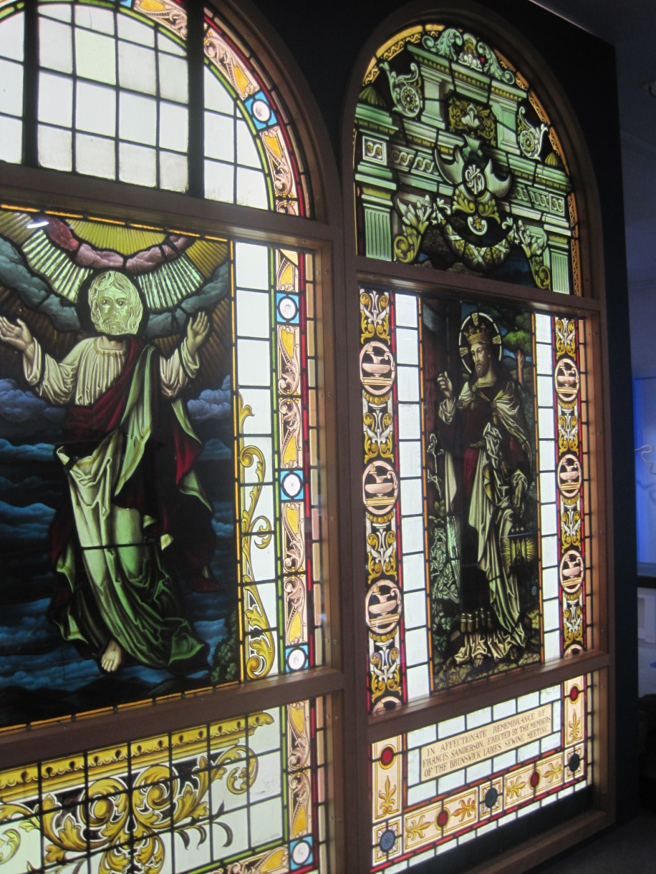 This stained glass is from a former Methodist church in Stockton
