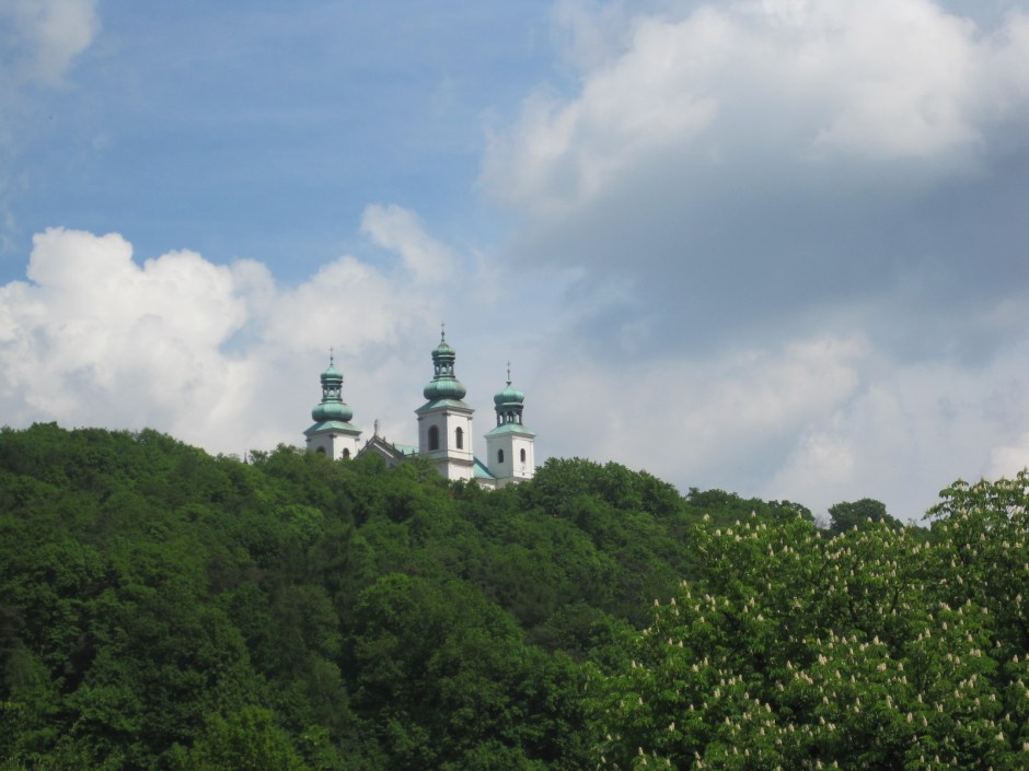 The spires of Bielany above the tree line