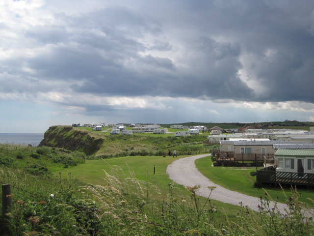 And beyond that, Whitby Holiday Park, balanced precariously on the cliffs