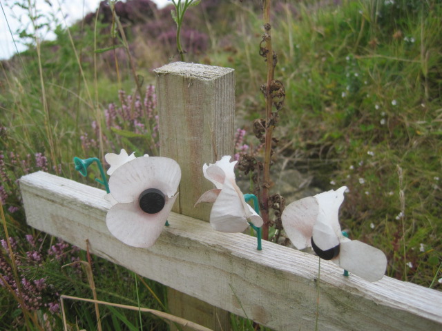 A memorial beside the path
