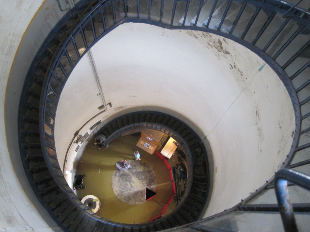 Looking down at the reception area
