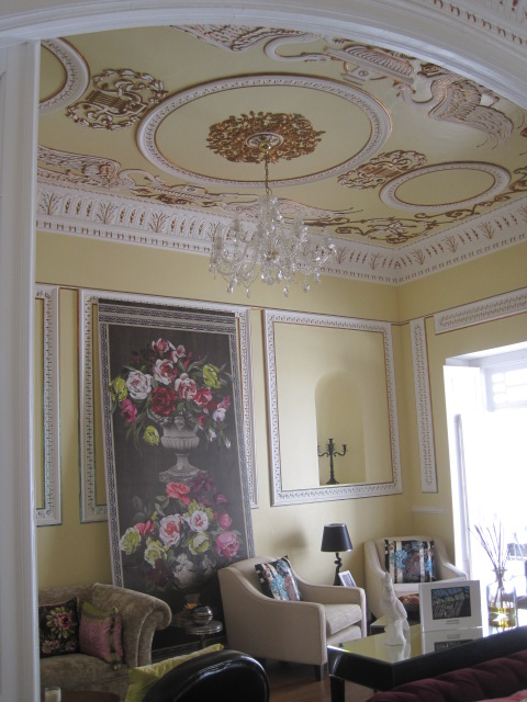 The lounge with its extraordinary ceiling