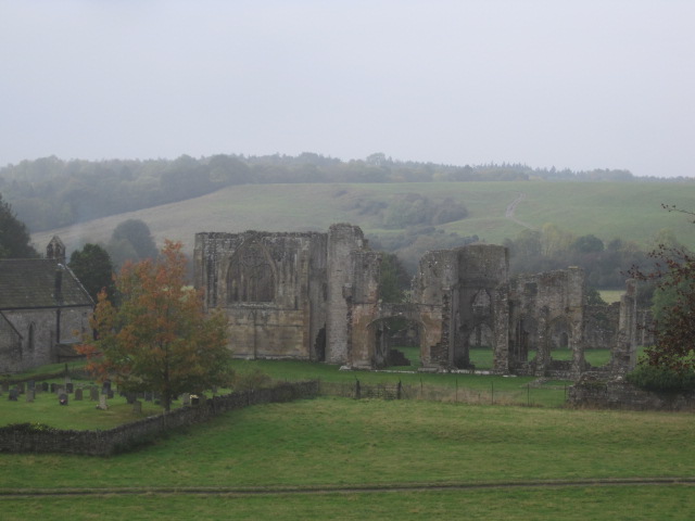 Easby Abbey, ghostly in the mist