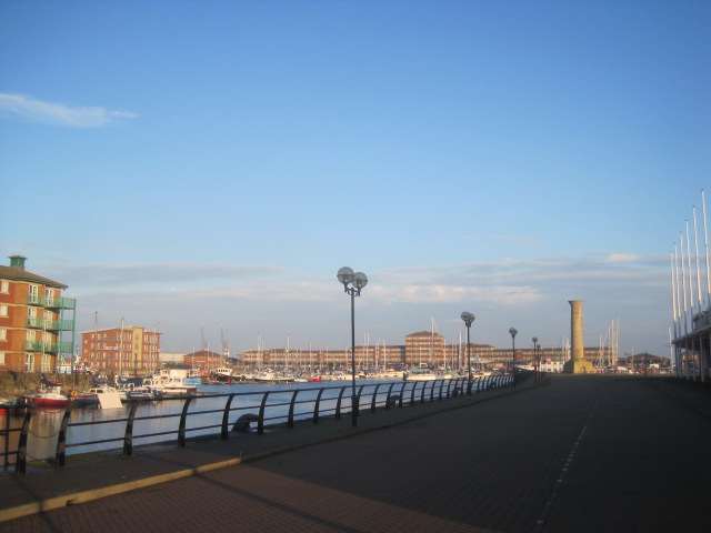 Shadows lengthen in Hartlepool marina 