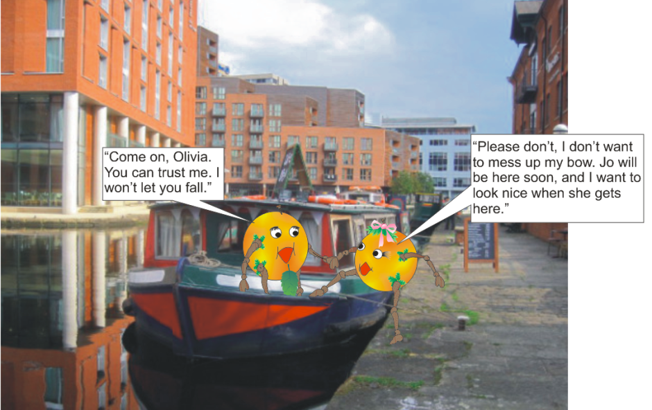 Olivia and Oscar hanging out with Jo on the waterfront. 