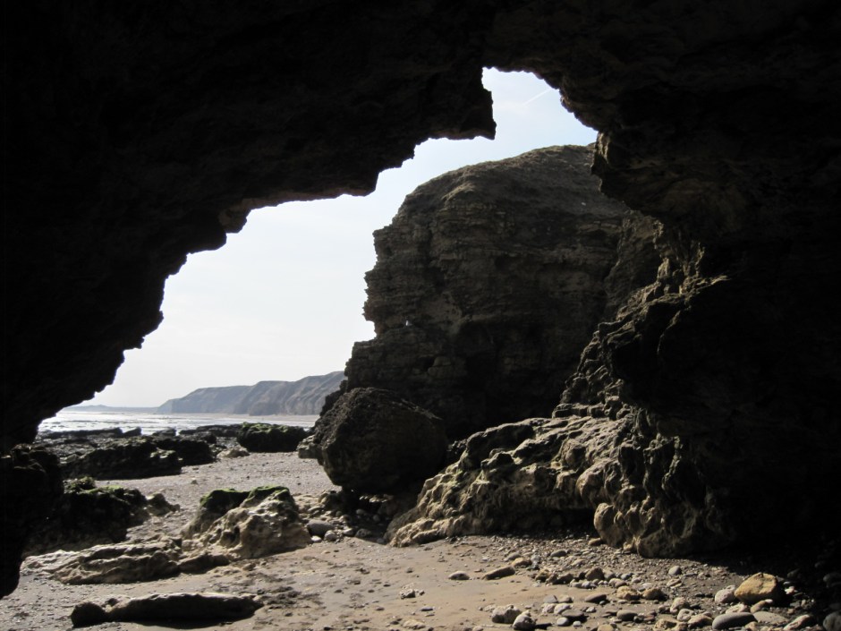At high tide the caves are cut off
